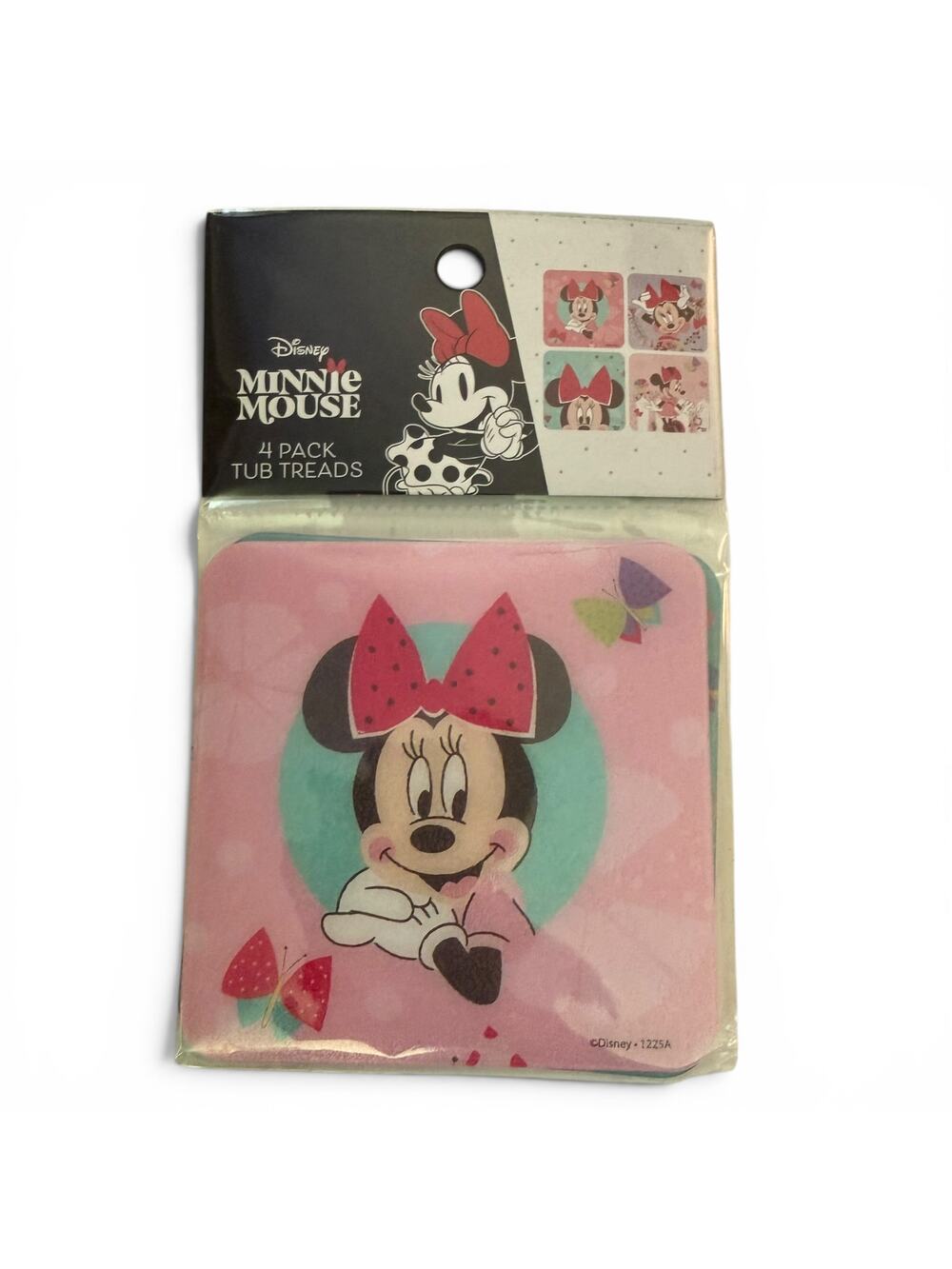 Disney Minnie Mouse 4 Tub Shower Bath Tread Squares NEW